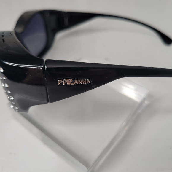 Piranha Black Sunglasses Rhinestone Embellished Women's Fashion Eyewear 50s Vibe - Picture 3 of 8